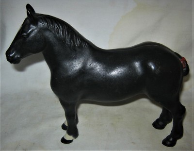 ANTIQUE HUBLEY BLACK PERCHERON CAST IRON WORK HORSE ART STATUE DOOR DOORSTOP 
