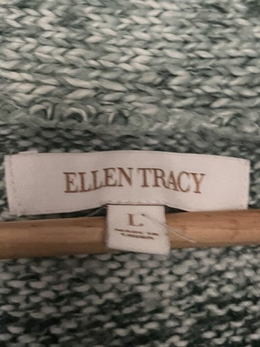 Ellen Tracy Green Knit Leather Closure Cardigan - Picture 4 of 4