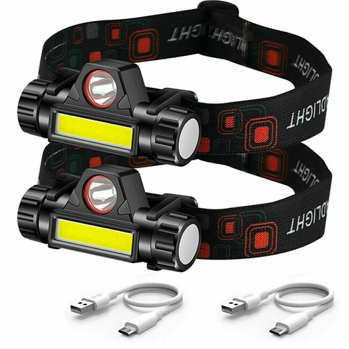 2 Stück LED Stirnlampe Super Hell USB Wiederaufladbar Kopflampe mit 2 Lichtmodi - Bild 1 von 12