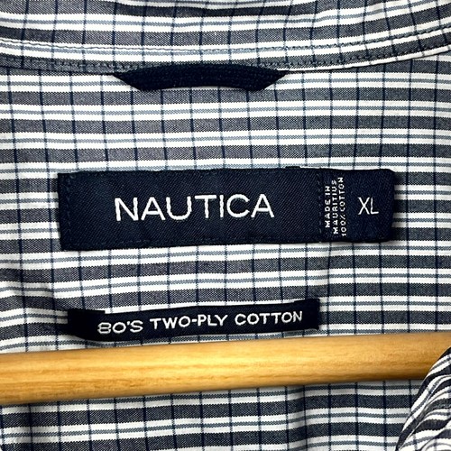 Nautica Mens Shirt Size XL Black Stripe Long Sleeve Button Down Regular Fit Logo - Picture 10 of 14