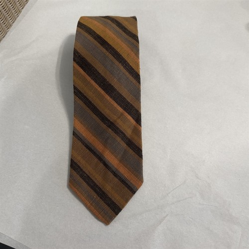 Vintage Tie Eros Wide Mens Necktie Brown Diagonal Stripe Tweed Thick - Picture 7 of 7