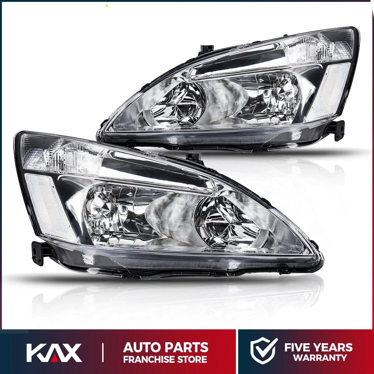 Fits 2003-2007 Honda Accord 2/4Dr Headlights Assembly Pair Replacement  Headlamps