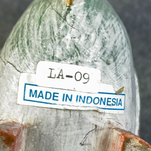 Par de pelícanos tallados a mano océano pájaro madera escultura arte tropical hecho Indonesia - Imagen 11 de 11