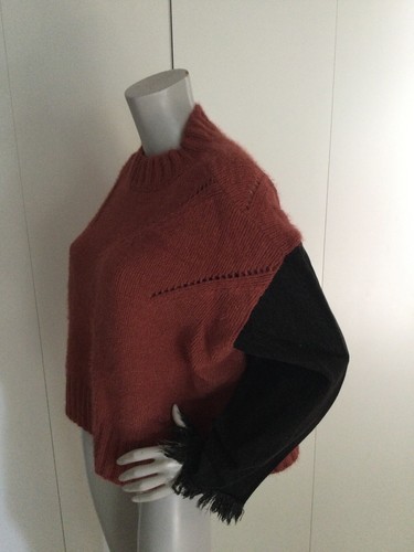 POL Abbigliamento Maglione a Contrasto Maniche Denim Maglia Oversize Crop Taglia S - Foto 2 di 7