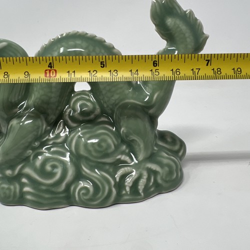 Celadon Porcelain Lucky Dragon Figurine 7”. Long Vintage - Picture 18 of 18