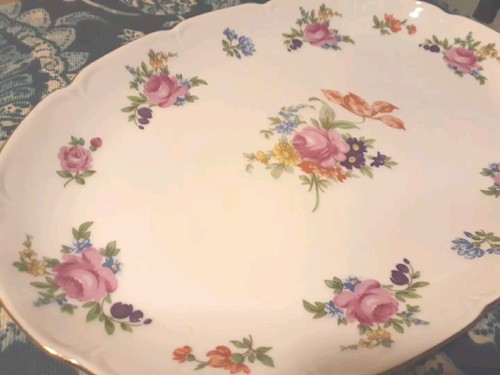 Vintage Jlmenau Graf von Henneberg 12 Zoll ovales Serviertellermuster Blumenmuster - Bild 3 von 5