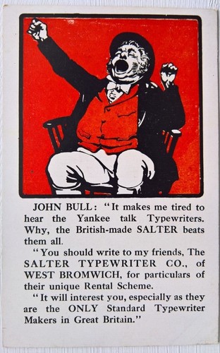 John Bull Salter Typewriter Co. of West Bromwich. Advertising Postcard. - Picture 1 of 2