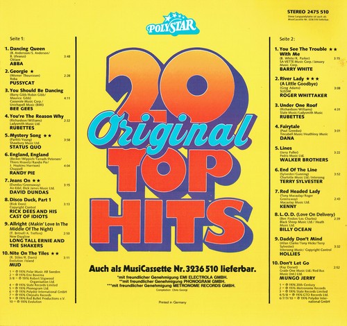 Vinyl, LP - Various – 20 Original Top Hits - ABBA, Pussycat, Bee Gees, Kenny - 第 2/3 張圖片