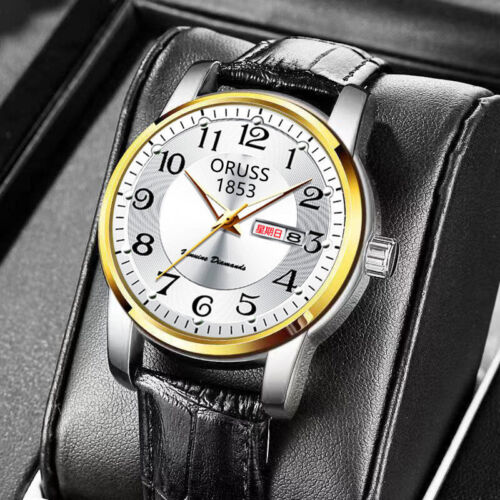 Herren Edelstahl Armbanduhr Große Ziffern Zahlen Herrenuhr Uhr Datum Wasserdicht - Bild 24 von 25