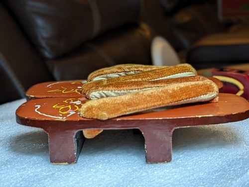 Vintage Lot 3 Japanese Wooden Geta Geisha Kimono Sandals Shoes - Picture 6 of 24
