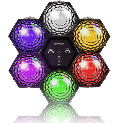 Disco Light 6 Way Pod Party DJ Multi Colour Crystal LED Lamp Lighting FX  - Picture 1 of 6