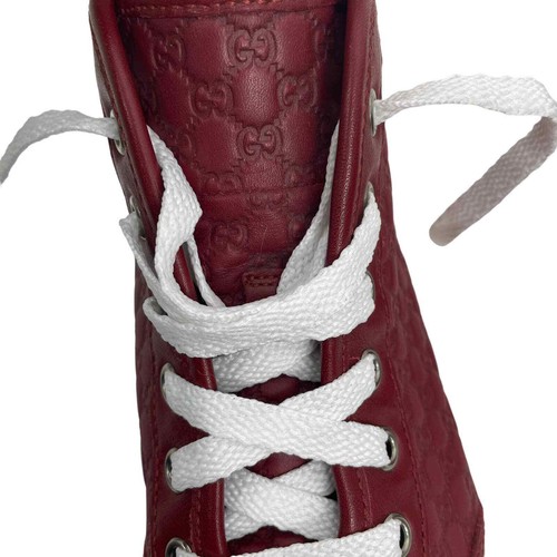 Sneakers alte Gucci Microguccissim in pelle rosso stringate donna taglia 36 - Foto 12 di 13