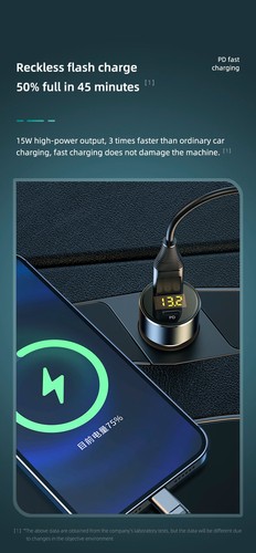 12/24V LED Screen Car Cigarette Lighter 2.4A USB USB-C Type PD Charger Voltmeter - Photo 7 sur 13