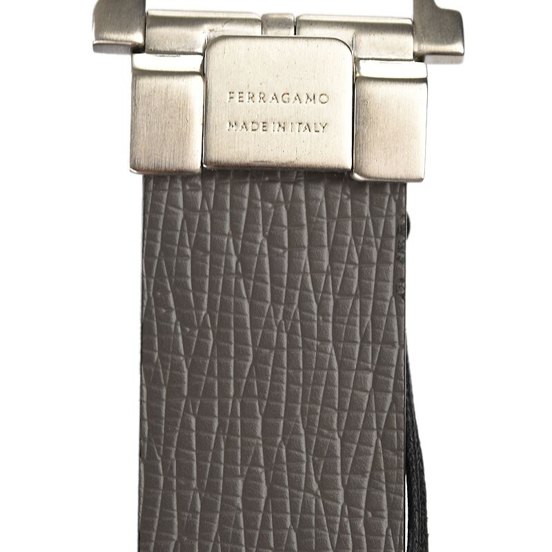Salvatore Ferragamo グレー・ブラック ベルト SALVATORE FERRAGAMO Men Black Gray Reversible Textured
