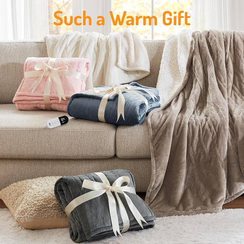 Electric Heated Blanket Queen Size with Dual Control - Soft Flannel Heating Blan - Picture 5 of 12