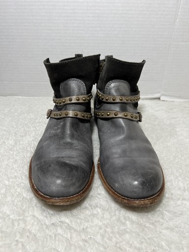 ALBERTO FERMANI Emma Stud-Strap Ankle Moto Boot Anthracite Women's 39 US 8.5 - Picture 2 of 14
