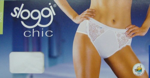 SLOGGI SLIP MUTANDA DONNA PIZZO COTONE - CHIC MIDI - bianco nero Singolo Doppio - Foto 4 di 6
