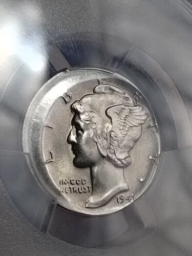 1941 P MERCURY DIME MS 62 UNCIRCULATED COIN ERROR 15% OFF CENTER PCGS STUNNING! - Picture 5 of 17