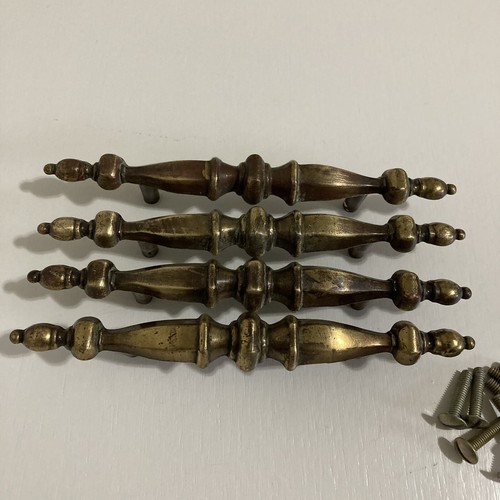 Set of 4 Brass Canada CH 1376 Drawer Pulls Handles With Screws - Picture 3 of 8