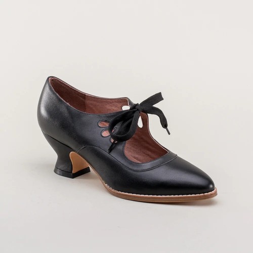 Viktorianische Periode 1920er Jahre Kostüm niedrige Pfennigabsatz Schuhe Schnür-Pumps Court Damen - Bild 2 von 24