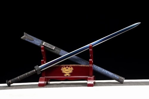 Handmade 1095 Steel Blue blade Chinese Han Jian Sword Real Combat Sharp - Picture 5 of 10