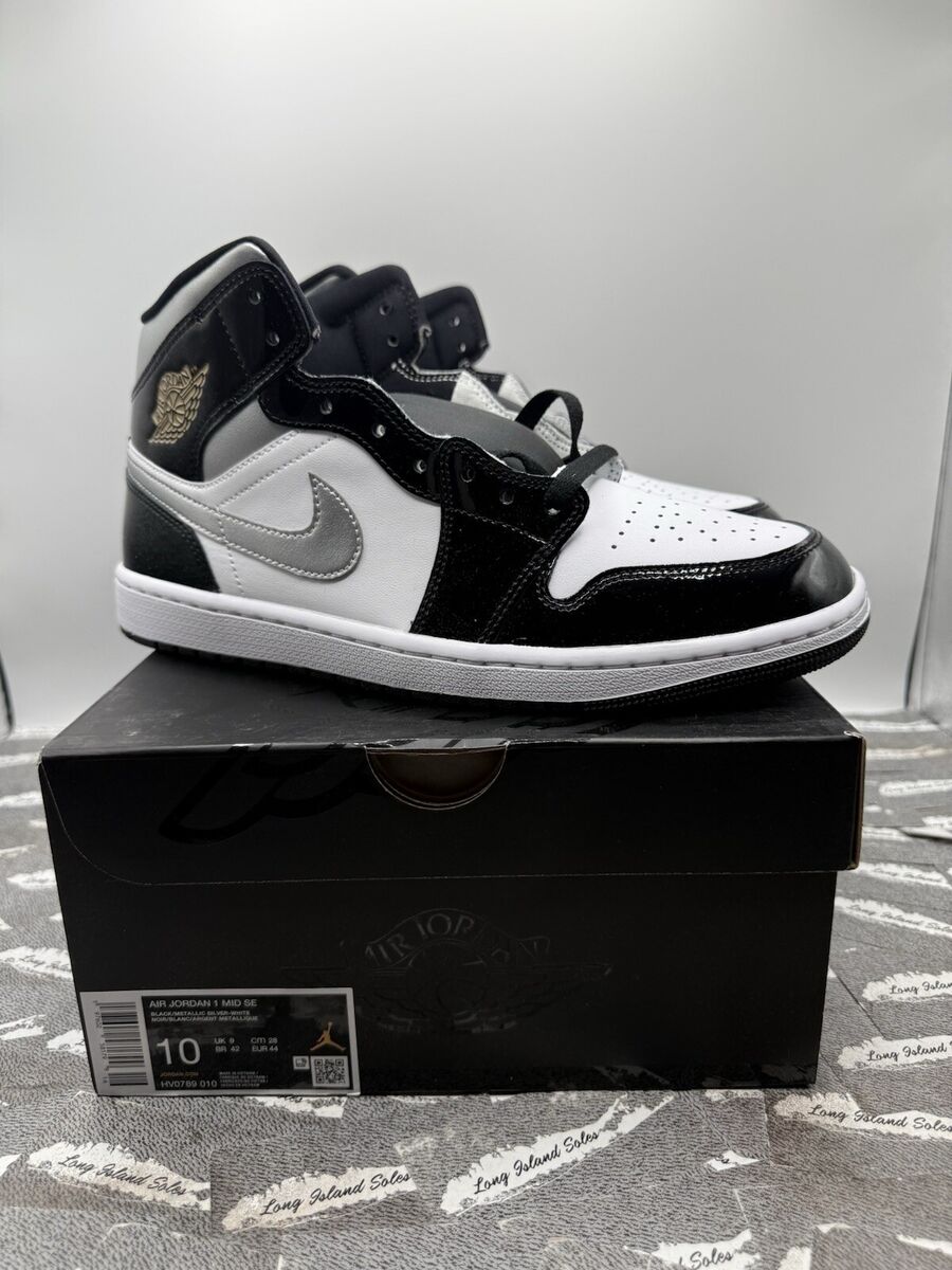 Size 10 Nike Air Jordan 1 Mid SE Patent Black Metallic Size 10 Nike Air Jordan 1 Mid SE Patent Black Metallic