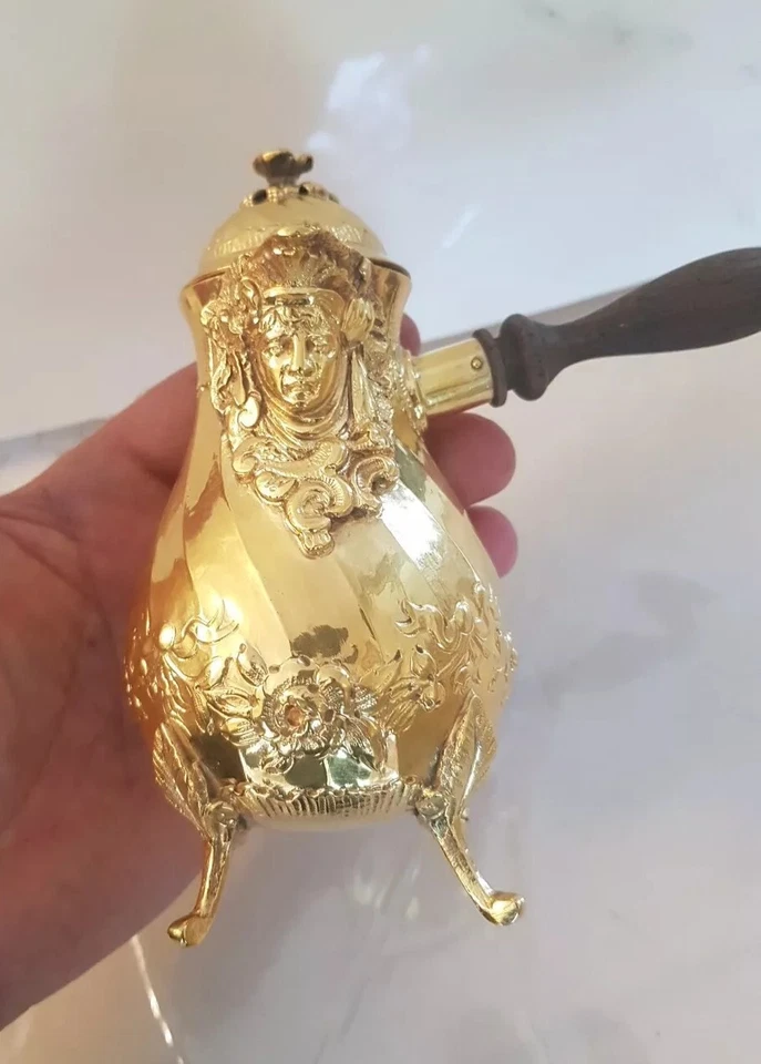 Verseuse Chocolatière En Argent Massif Vermeil Mercure d'or Empire - Photo 2/4