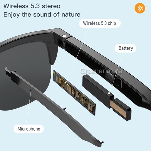 Smart Glasses Wireless Bluetooth Music Sunglasses Built-in Microphone Speaker UV - Picture 6 of 17