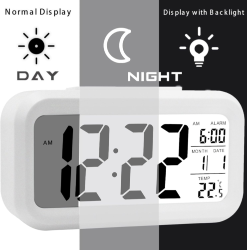 Digital Alarm Clock Battery Operated/Night Light/Indoor Temperature, Small Digit - Picture 4 of 7
