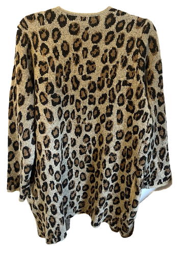 By Design Womens Plus Cardigan Sweater 2X Open Front Coat Cheetah Animal Print - Picture 7 of 7