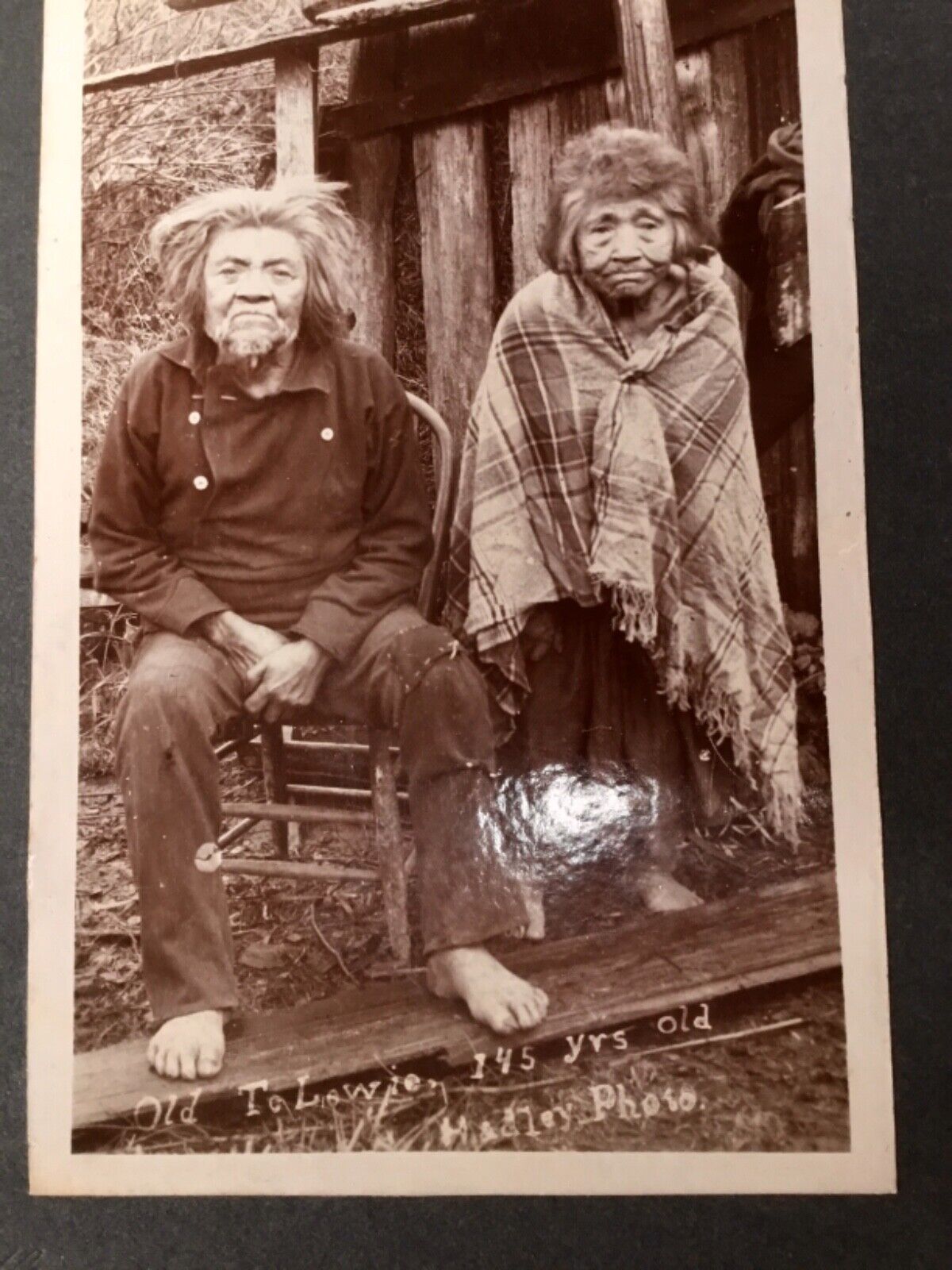  Antique Cabinet Card Photo Native American or Eskimo Inuit Couple by Hadley