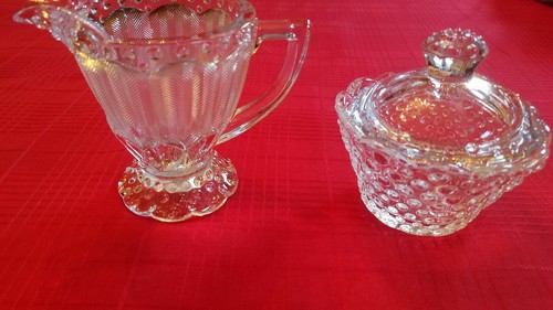 Gorham Emily's Attic Collection Clear Hobnail Lidded Sugar Bowl And Creamer Set - Picture 2 of 8