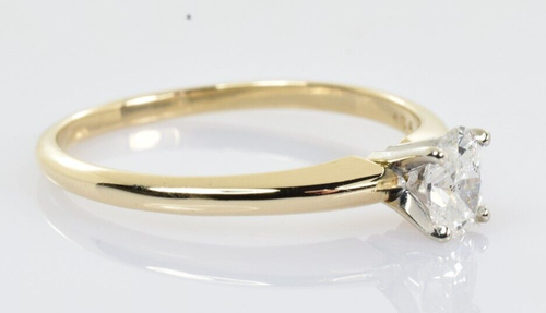 Anillo de compromiso solitario ovalado de diamantes en oro amarillo de 14 k 0,36 quilates talla 8 - Imagen 2 de 4
