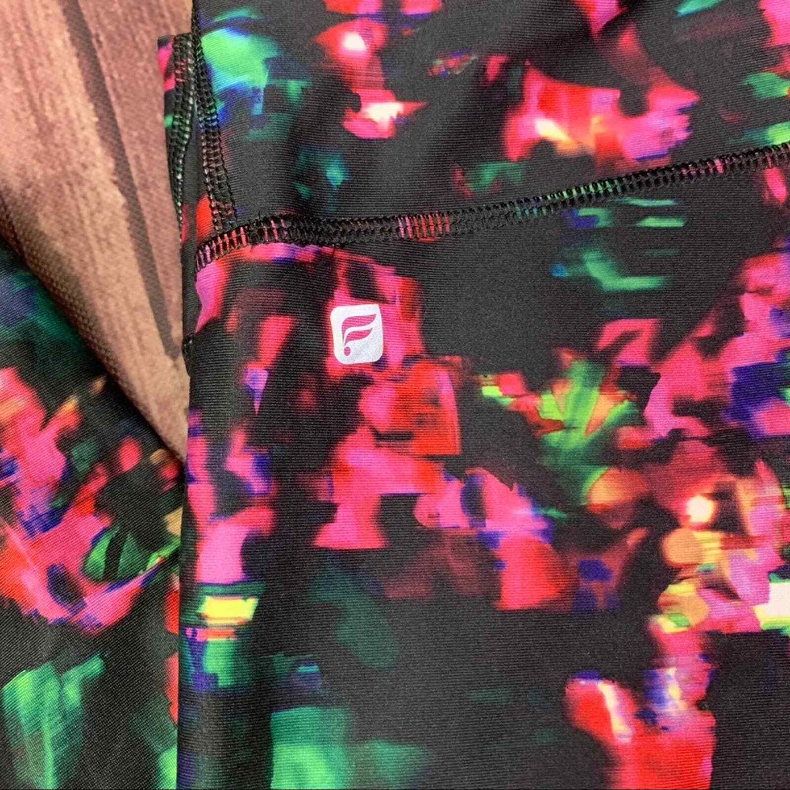 FABLETICS Black Multi-colored Cropped Leggings Ca… - image 2