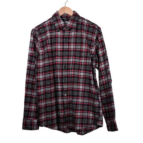 Lands End Shirt Men's Size Medium Black Red White Plaid Long Sleeve Button Up - Picture 1 of 7