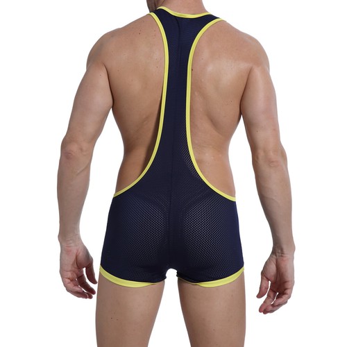 Mens Mesh Wrestling Singlet Jumpsuit Fitness Vest Leotard Bodysuit Boxer Shorts - Picture 15 of 25