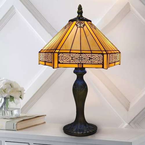 Tiffany Style Table Lamp Handcrafted Art Bedside Light Desk Lamps Stained Glass - Picture 12 of 19