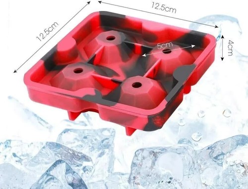 Doctor Hetzner 2x Silicone Diamond Shape 4 Ice Cube Trays Maker Mould / Mold - Picture 3 of 14