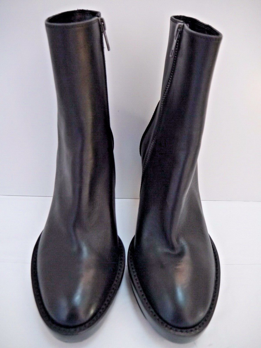 NEW ANN DEMEULEMEESTER black leather front platform heeled ankle
