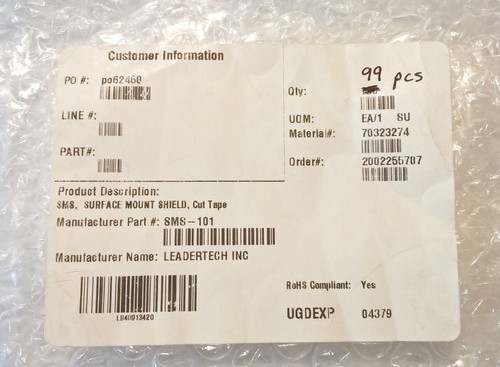 Qty 99 pcs Leader Tech SMS-101 Vented RF Shield Cover 0.5" x 0.538" x 0.1" SMD - Bild 6 von 6