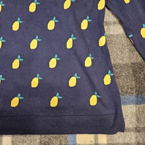 Old Navy Blue Ugly Medium Long Sleeve Round Neck Lemon Novelty Print Sweater - Picture 10 of 13