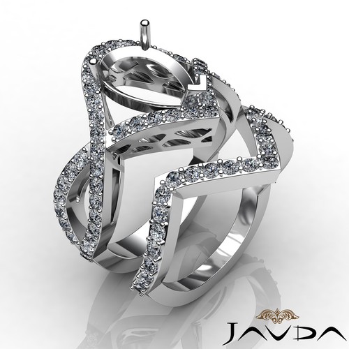 Runder Diamant-Verlobungsring mit geteiltem Schaft gepflasterte Fassung Birne Braut-Set 1,4 ctw. - Bild 15 von 24