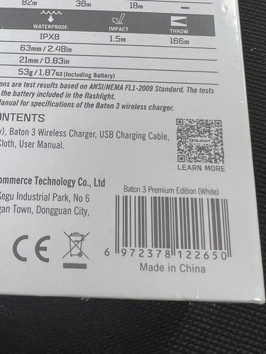Olight Baton 3 Premium Edition White Wireless Charging Torch **SEALED** - Picture 2 of 2
