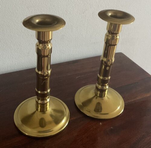 Wonderful Pair If Vintage Brass Candlestick Holders - Picture 3 of 8