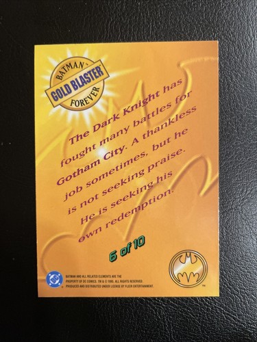 1995 FLEER METAL BATMAN FOREVER GOLD BLASTER #6 - Picture 3 of 4
