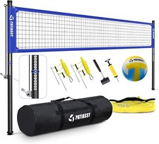 Portable Outdoor Volleyball Net Set with Adjustable Height Aluminum Poles