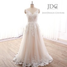 Abito da sposa pizzo fiori abito da sposa spalline taglie forti tg 32-58 bottoni avorio