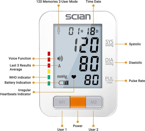 Scian LCD Blood Pressure Monitor Upper Arm Automatic Machine BP Cuff Gauge Pulse - Picture 3 of 7