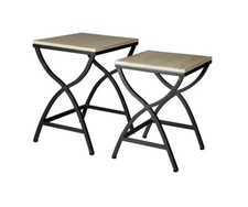 Industrial Style Geometrical Metal Frame Base Coffee or Side Tables Set of 2