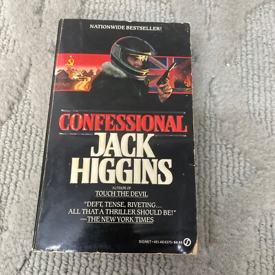 Confessional Espionage Thriller Paperback Book by Jack Higgins Signet Books 1986